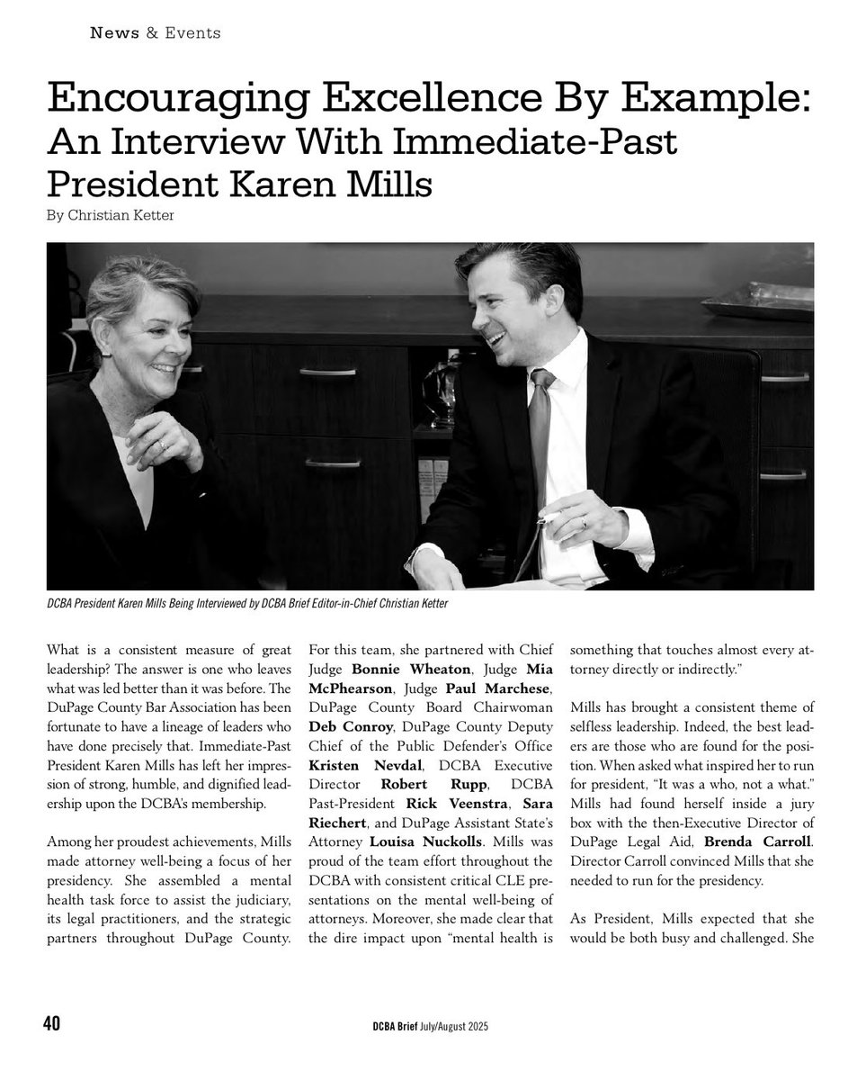 HeldenKETTER's tweet photo. Enjoyed interviewing @DuPageCountyBar Association’s Immediate-Past-President Karen Mills, who talked fondly of her partnerships throughout the year with @DuPageSAO @DuPageCounty  @illinoiscourts @DuPageCountyCS 

Congratulations President Mills! https://t.co/kDyQQypOGc