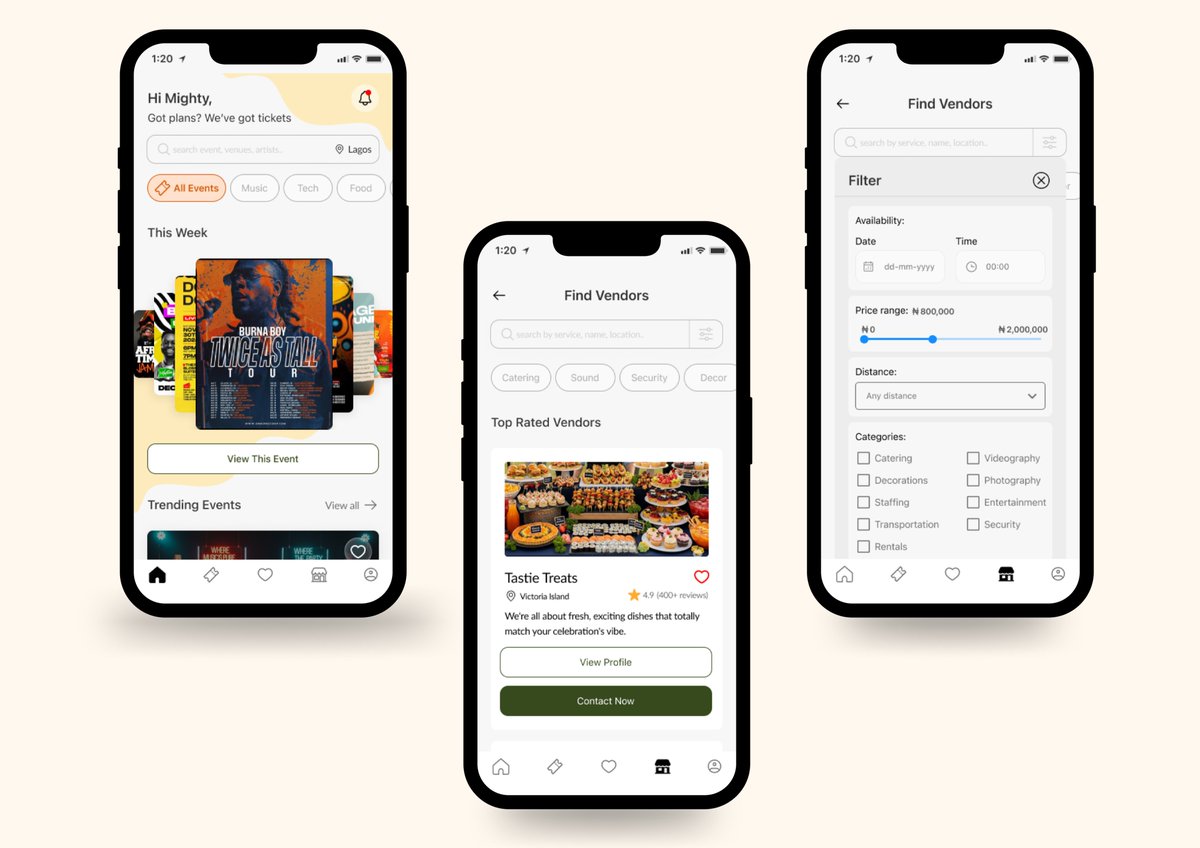 BanjokoTemiday3's tweet image. Here is my submission. The concept of an app for event ticketing and vendor sourcing made me crave a seamless user experience in buying tickets and zero hassles in hiring a vendor so I designed an app that delivered on that.
behance.net/banjokotemiday…