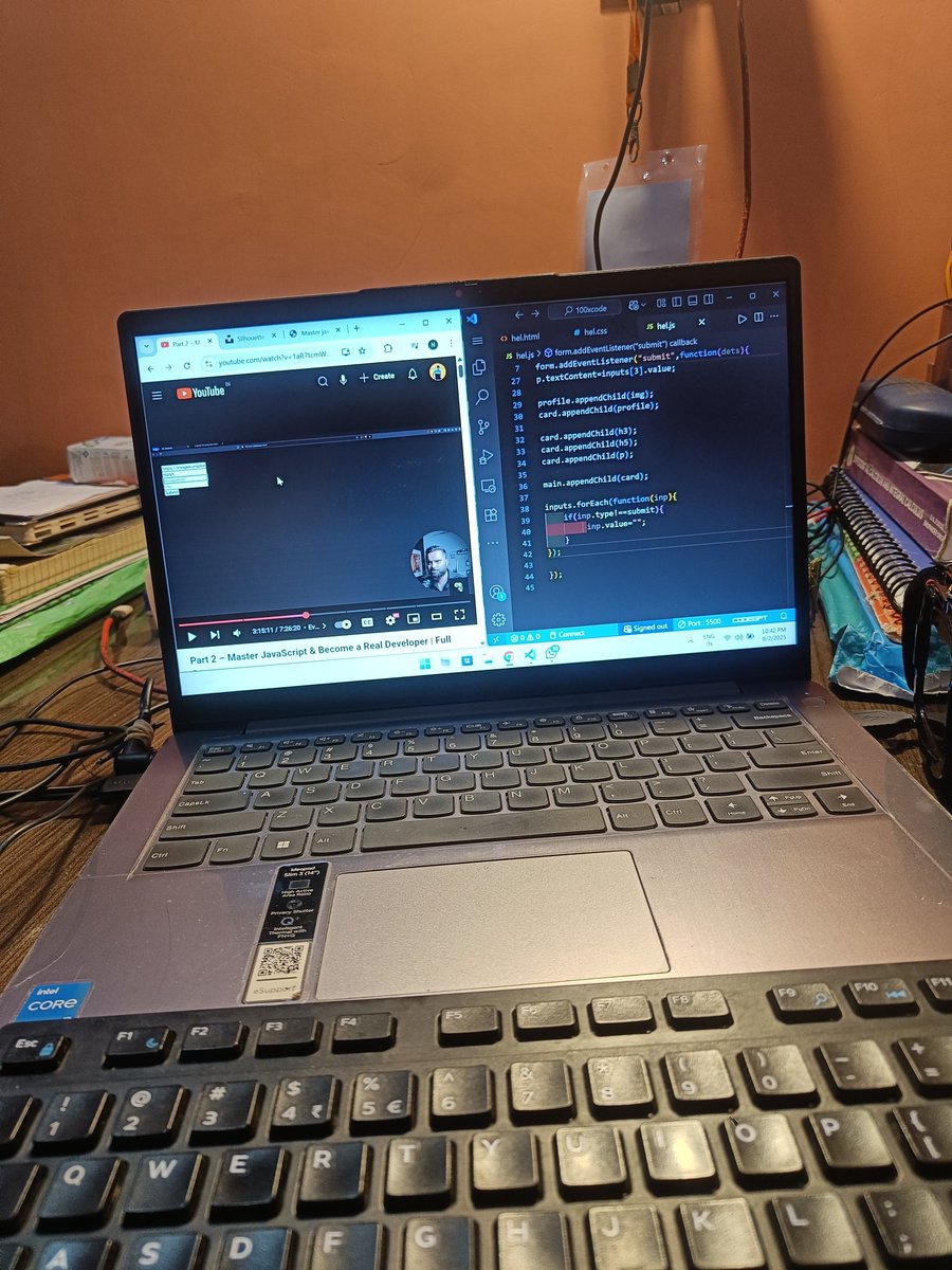 tech_nishan001's tweet image. Day-36:
There was a time I thought of changing my domain...
Then I found a brilliant teacher who made everything feel simple. 😄
Grateful for this journey — now mastering JavaScript one line at a time.
Waiting for your React playlist next! 🙌
#CodeJourney #JavaScriptLearn