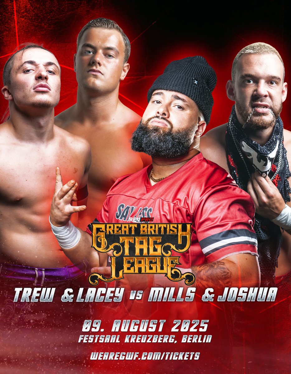 Pep S. Caro ペップ・S・カロ (@elpep23) on Twitter photo GWF x RevPro Double Impact on 8/9:
Great British Tag League 2025:
- Cowboy Way vs Young Guns
- Trew & Lacey vs Mills & Joshua
#revpro #gwf <a href="/RevProUK/">Revolution Pro</a> <a href="/WeAreGWF/">GWF Wrestling</a> GWF x RevPro Double Impact on 8/9:
Great British Tag League 2025:
- Cowboy Way vs Young Guns
- Trew & Lacey vs Mills & Joshua
#revpro #gwf <a href="/RevProUK/">Revolution Pro</a> <a href="/WeAreGWF/">GWF Wrestling</a>