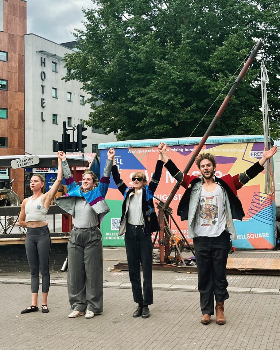 Belgian collective Sur Mesure bringing street theatre to Bell Square, Hounslow. Merci!