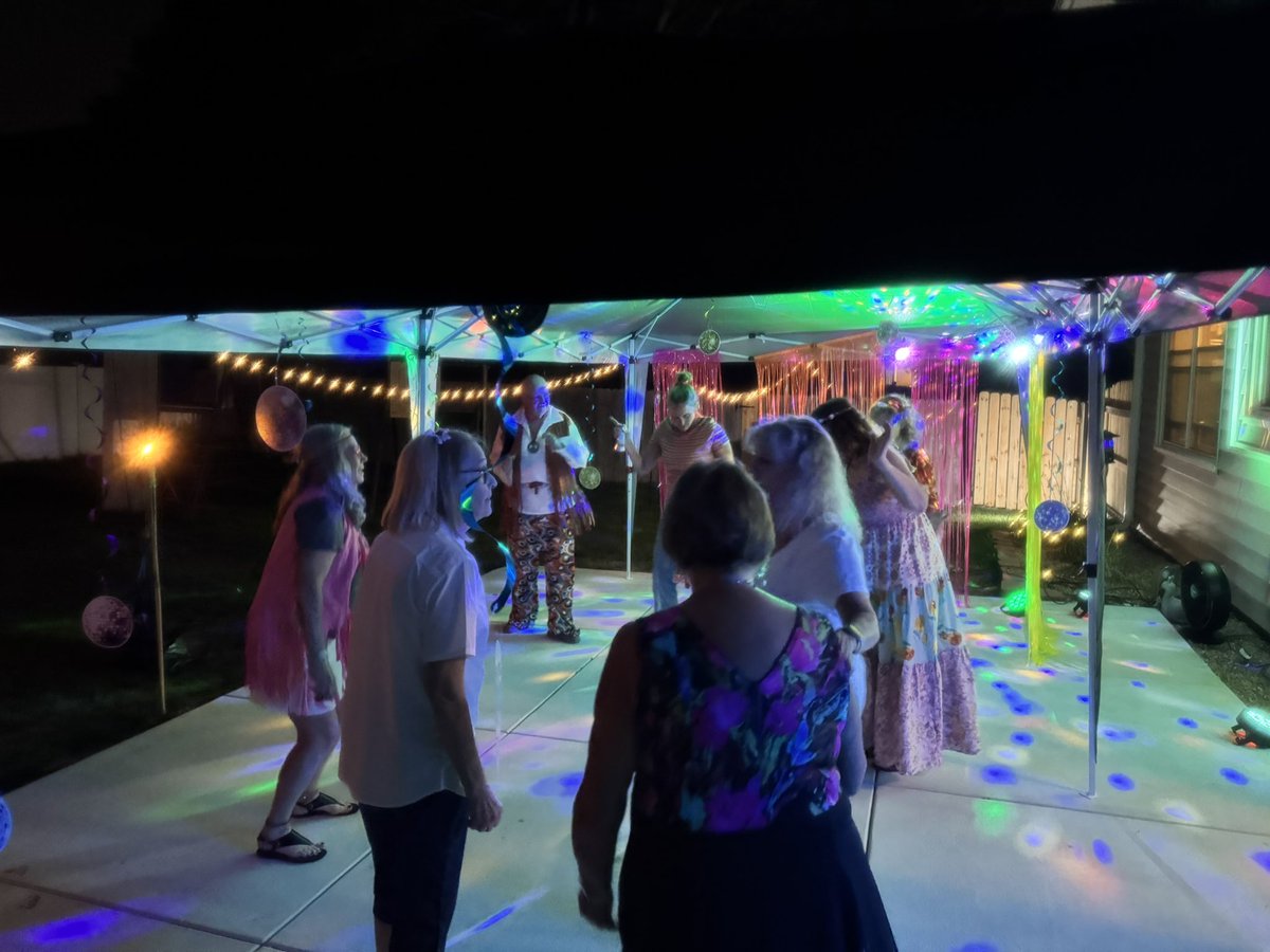 Celebrating a couple of big birthdays this month for Mel (50) and Val (70). What better way to celebrate than a “dress your decade” disco party. 

Huge thanks to <a href="/Yo_Muchacho/">Muchachos</a> for some delicious meats &amp; queso and fueling some great dancing!
#disco #party