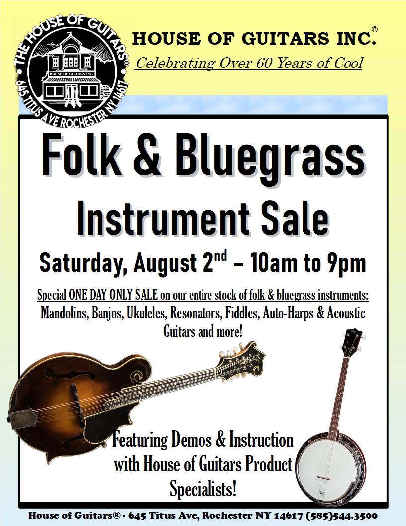 Today we have some excellent live music outside on the <a href="/ISquareUS/">I-Square</a> all afternoon and evening, as well as a sale on all of our folk and bluegrass instruments! Today only! If you've been wanting to learn mandolin in the summer sun there's never been a better time than NOW! 😎