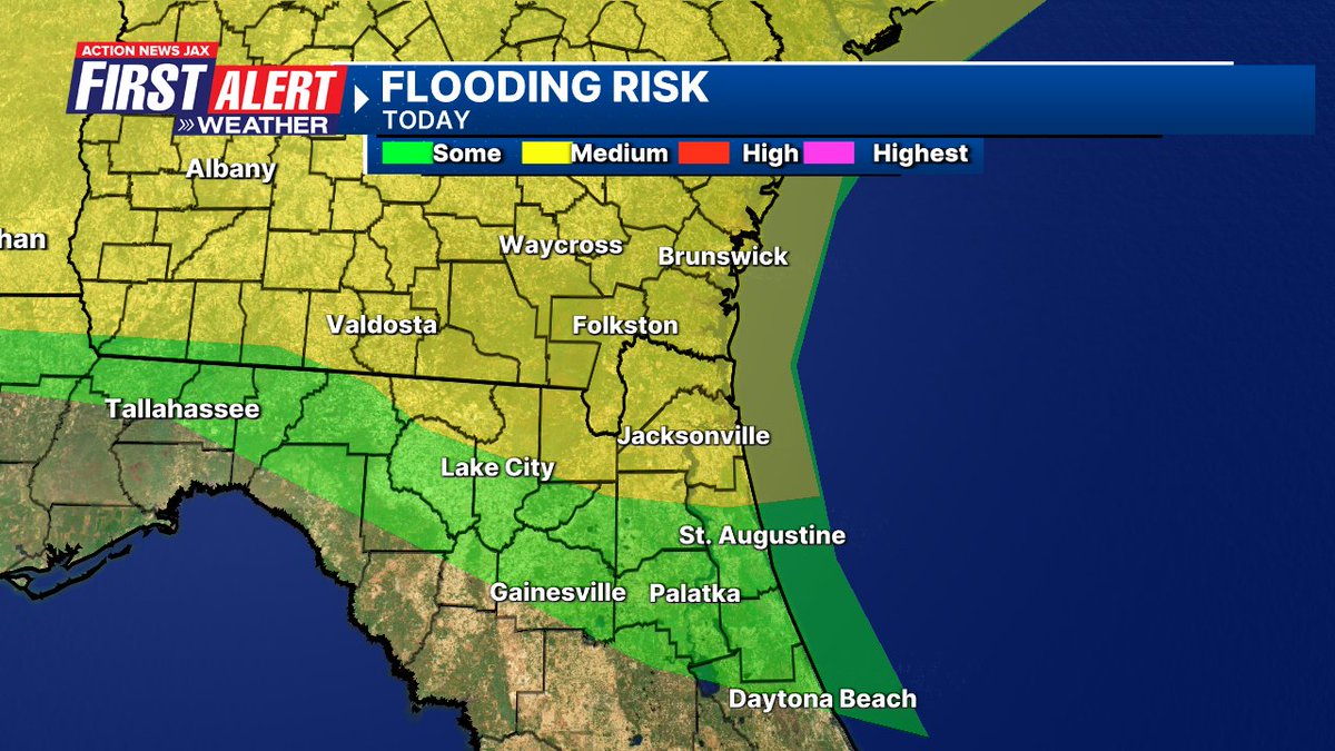 Trevor Gibbs (@trevorsweather) on Twitter photo Thunderstorms along and near a stationary front today will produce very heavy rain capable of causing flooding. Be careful on the roads! <a href="/ActionNewsJax/">ActionNewsJax</a> #firstalertwx Thunderstorms along and near a stationary front today will produce very heavy rain capable of causing flooding. Be careful on the roads! <a href="/ActionNewsJax/">ActionNewsJax</a> #firstalertwx