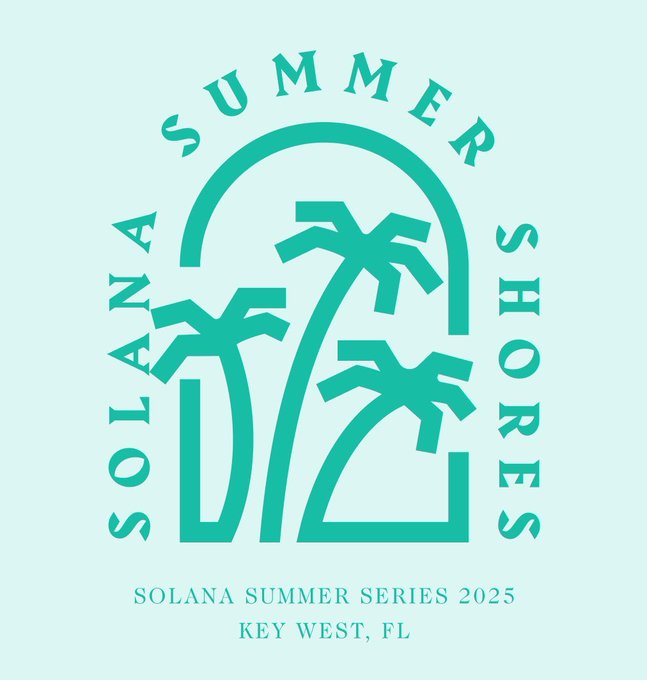 Solana Summer Shores 2025 로고와 야자수