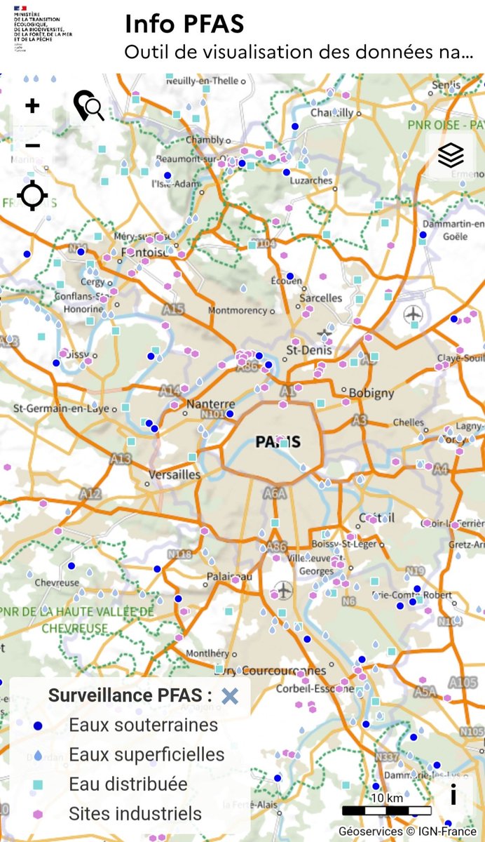 Quelles analyses de #PFAS, les "polluants éternels", près de chez vous❓
👇macarte.ign.fr/carte/HzWzr5/I…