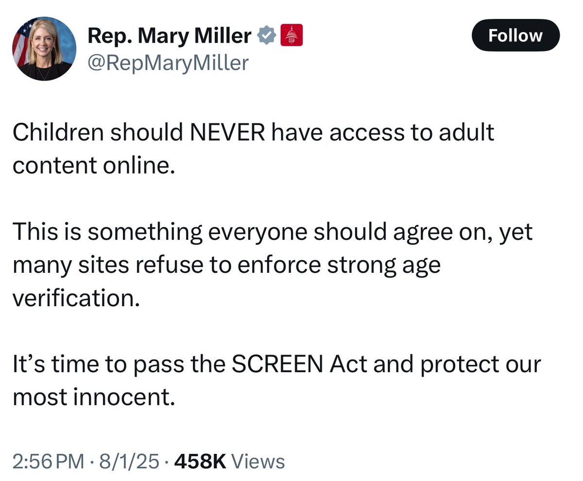 Hey, America - this is carbon copy rhetoric from Australia and the UK which is an enforceable online identification linked to your online activity, eventually leading to a Social Credit System. I’ve been warning about this for months. 

Why are Republicans pushing this?