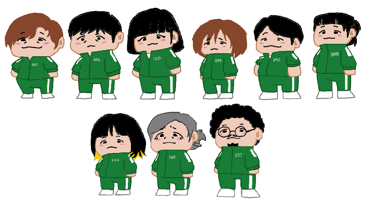 Isshiyawa's tweet photo. squid fam!
team thanos will be later and i might do some s1 peeps also (including s1 Gihun)! maybe the antagonists too + Noeul : D
#SquidGameSeason3 #inho #gihun #hyunju #youngmi #jungbae #daeho #junhee #geumja #yongsik https://t.co/4XuTELelkv