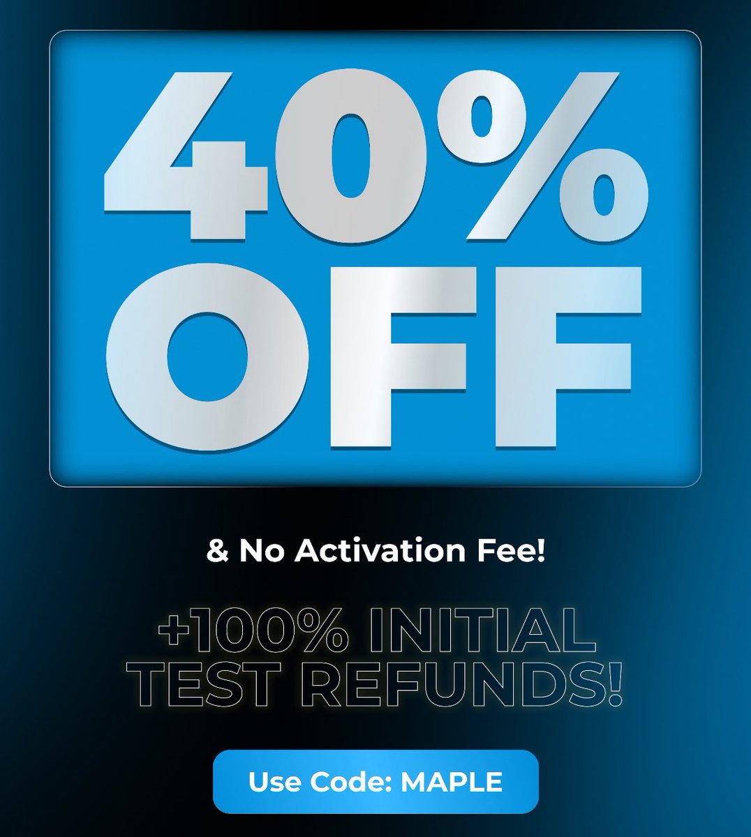 The BEST sale currently in the prop firm industry is here!

40% OFF, NO funded activation fees, AND they will refund you the eval fee when you take a payout!

Use code: MAPLE

takeprofittrader.com/?referralCode=…

Ends 8/8, this upcoming Friday. Take advantage of this opportunity!