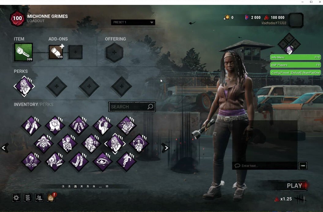 VoidTodos (@voidtodos) on Twitter photo The GRIND don’t stop! FIRST p100 Michonne! <a href="/DeadbyDaylight/">Dead by Daylight</a> <a href="/Behaviour/">Behaviour Interactive</a> #MilkywayCheats The GRIND don’t stop! FIRST p100 Michonne! <a href="/DeadbyDaylight/">Dead by Daylight</a> <a href="/Behaviour/">Behaviour Interactive</a> #MilkywayCheats