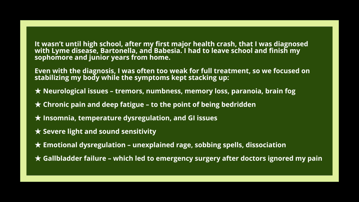 ProjectLyme's tweet photo. Emilie started getting strange symptoms when she was only 10 years old. It wasn’t until a major health crash in high school that she got her diagnosis of Lyme disease, Bartonella, &amp; Babesia. Despite being sick for over 15 years, Emilie is hopeful that she will get better. https://t.co/AR9HjFHFr6