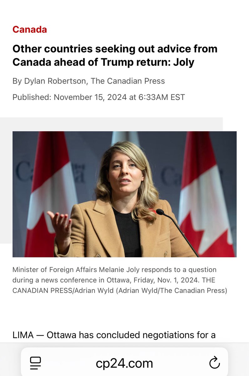 Remember when Melanie said this “Other countries seeking out advice from Canada ahead of Trumps return” 😂 😂