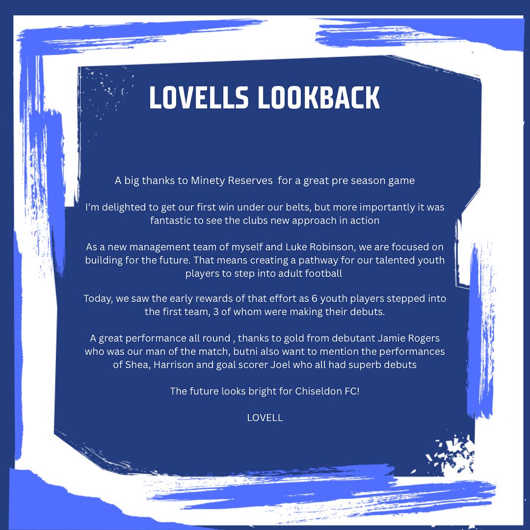 ChiseldonFC (@chiseldonfc) on Twitter photo We caught up Gaffa <a href="/jalovell78/">James Lovell</a> after the game today, and this is what he had to say…….
#lovellslookback #postgameanalysis We caught up Gaffa <a href="/jalovell78/">James Lovell</a> after the game today, and this is what he had to say…….
#lovellslookback #postgameanalysis