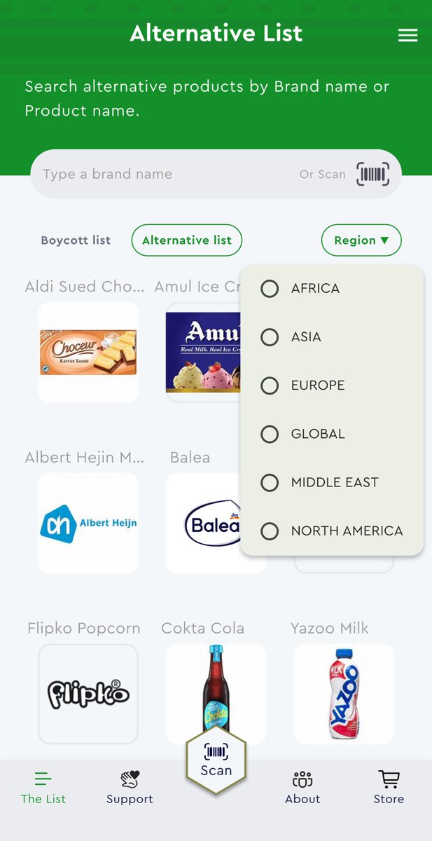 httpsonagi's tweet image. in case you don’t know which brand product you can or cannot buy, use “no thanks” app. you can scan product in grocery store to see if it’s on boycott list or safe to use. you can also pick the region where you are from and it will show products that available for tour region
