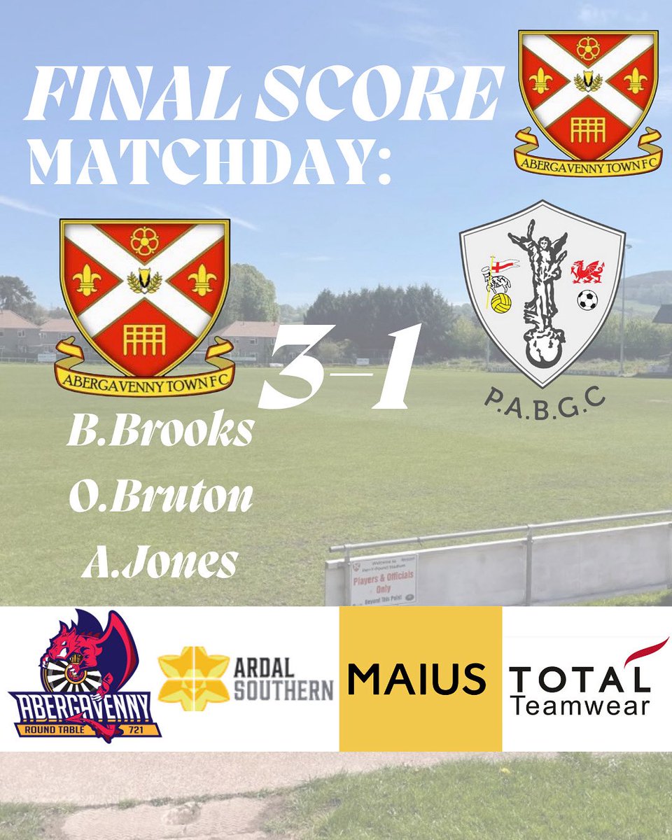 AbergavennyTFC's tweet photo. We progress to the next round of Dragon Signs amateur trophy after a good 3-1 win away at @PencoedAthBGC!

All the best for the season lads👍⚽️

Goals from:
⚽️Ben Brooks
⚽️Oliver Bruton
⚽️Alfie Jones (Sponsored by Hare &amp; Hounds Withington)

#ATFC #UpTheTown#UTT #AberTown https://t.co/FAF4lxgxM1