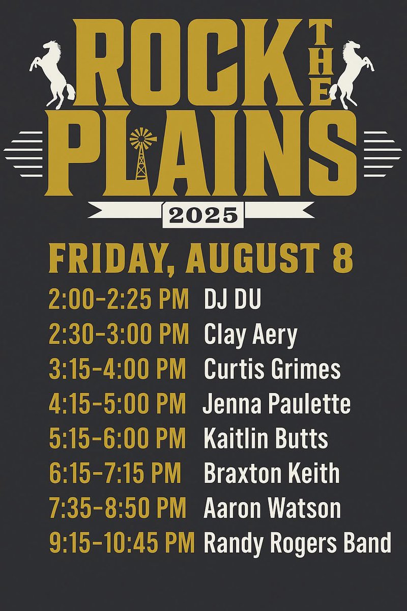RockThePlains's tweet image. 🎸 Kansas, we’re ONE WEEK AWAY! 🤠
•
Get ready to party under the prairie sky at Rock The Plains 2025 — two days of wall-to-wall country music at Tuttle Creek State Park in Manhattan, KS 🌾🎶
•
🔥 Friday, Aug 8: Randy Rogers Band, Aaron Watson, Braxton Keith &amp;amp; more
•
🔥…
