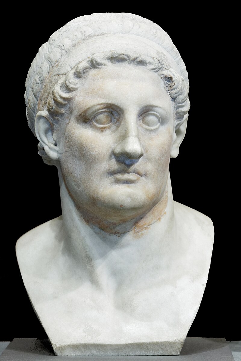 A Hellenistic bust depicting Ptolemy I Soter, 3rd century BCE, founder of the Library of Alexandria. Louvre, Paris
