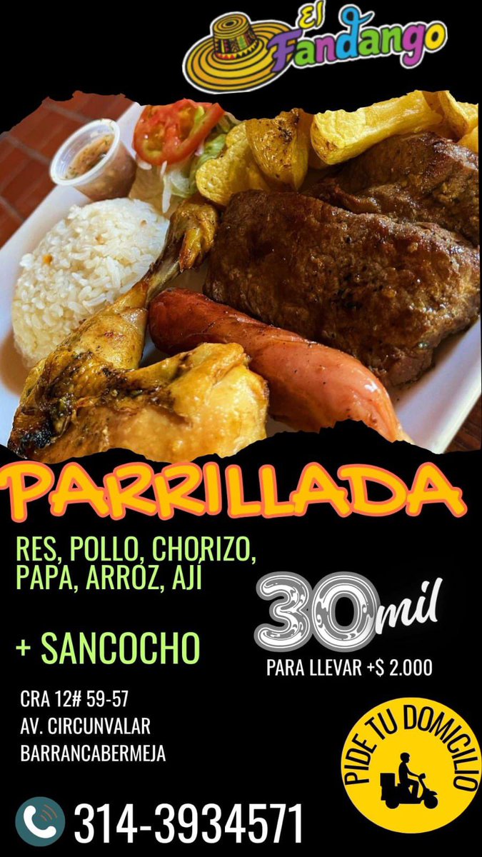 Hoy una nueva propuesta en el Fandango #Restaurante 📲 3143934571 Carrera 12 # 59 - 57  #Barrancabermeja