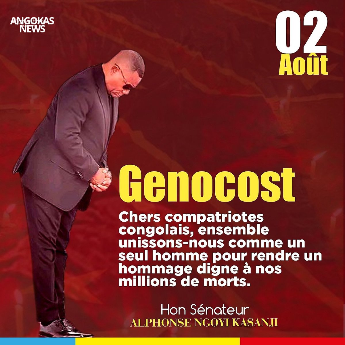 JONATHAN EM (@emergentss_em) on Twitter photo En ce jour de la commémoration du #Genocost, le sénateur <a href="/ngoyikasanji11/">Ngoyi Kasanji</a> s’incline devant la mémoire de millions de congolais tombés dans l’horreur et l’indifférence. Il rend hommage à toutes les victimes de cette tragédie. #Justice En ce jour de la commémoration du #Genocost, le sénateur <a href="/ngoyikasanji11/">Ngoyi Kasanji</a> s’incline devant la mémoire de millions de congolais tombés dans l’horreur et l’indifférence. Il rend hommage à toutes les victimes de cette tragédie. #Justice