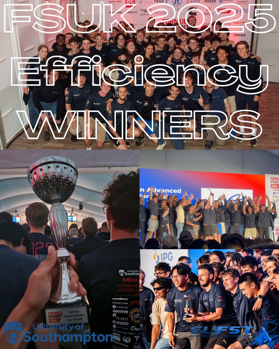 We're honoured to announce that by scoring 100/100 points for efficiency during endurance at FSUK 2025, we've been awarded with the Coryton Advanced Fuels Formula Student Most Efficient Car Award!

Thank you to everyone who helped to make this happen!