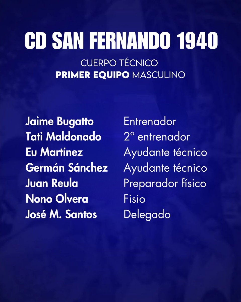 🐚 𝐒𝐞𝐥𝐥𝐨 𝐝𝐞 𝐜𝐚𝐥𝐢𝐝𝐚𝐝 𝐜𝐚𝐧̃𝐚𝐢́𝐥𝐥𝐚.

👥¡Los hombres de Jaime en esta nueva aventura! 

¡Bienvenidos al #CDSanFernando1940! 🦁