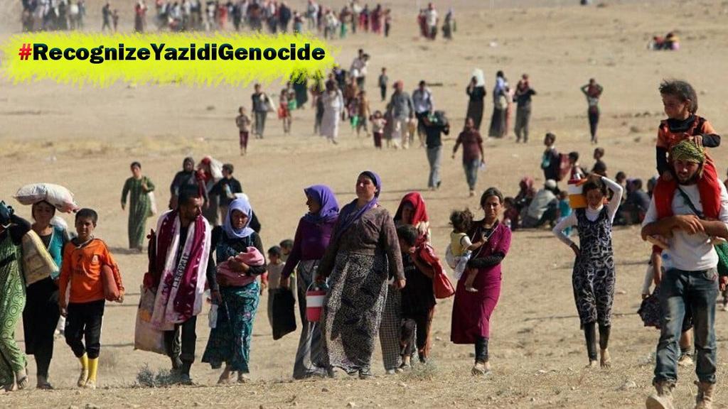 Meysonkobani20's tweet photo. Dema ku jinên Êzidî li Şengalî dîl dihatin girtin, wijdanê cîhanê bêdeng bû.
Ew bêdengî îro jî bi bombebarana gelê Kurd, Elewî û Durzî li Sûriyeyê berdewam dike.
Eger komkujiya Şingalê neyê naskirin, wê Şengaliyên nû çêbibin.

#RecognizeYazidiGenocide https://t.co/GBkz3duAJR