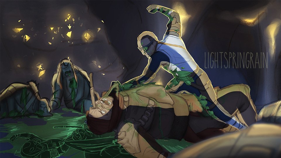 LiteSpringRain's tweet image. Panels! Lots of panels. These panels are for my Fanfic - "Return From Darkness." (Story on my Ao3 page)

Sketches/Lineart done by me, @MrSnailDood, @Collophora, and Heyclickadee on Tumblr. 
Colors and concepts done by me.