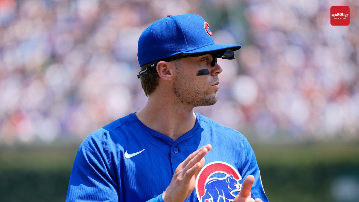 WatchMarquee's tweet photo. Nico Hoerner is rocking the Sandberg flip-down sunglasses for the game today 🕶️ https://t.co/cUyK05BkJY