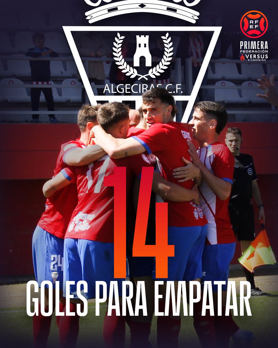 Primera Federación Versus e-Learning (@primera_rfef) on Twitter photo 💪 ¡𝗡𝗨𝗡𝗖𝗔 𝗕𝗔𝗝𝗔𝗡 𝗟𝗢𝗦 𝗕𝗥𝗔𝗭𝗢𝗦! 💪
🤯 El <a href="/AlgecirasCF/">Algeciras CF</a> anotó 𝟭𝟰 𝗴𝗼𝗹𝗲𝘀 𝗽𝗮𝗿𝗮 𝗶𝗴𝘂𝗮𝗹𝗮𝗿 𝘂𝗻 𝗺𝗮𝗿𝗰𝗮𝗱𝗼𝗿 𝗱𝗲𝘀𝗳𝗮𝘃𝗼𝗿𝗮𝗯𝗹𝗲 la pasada temporada.
#PrimeraFederación | #VersusELearning 💪 ¡𝗡𝗨𝗡𝗖𝗔 𝗕𝗔𝗝𝗔𝗡 𝗟𝗢𝗦 𝗕𝗥𝗔𝗭𝗢𝗦! 💪
🤯 El <a href="/AlgecirasCF/">Algeciras CF</a> anotó 𝟭𝟰 𝗴𝗼𝗹𝗲𝘀 𝗽𝗮𝗿𝗮 𝗶𝗴𝘂𝗮𝗹𝗮𝗿 𝘂𝗻 𝗺𝗮𝗿𝗰𝗮𝗱𝗼𝗿 𝗱𝗲𝘀𝗳𝗮𝘃𝗼𝗿𝗮𝗯𝗹𝗲 la pasada temporada.
#PrimeraFederación | #VersusELearning
