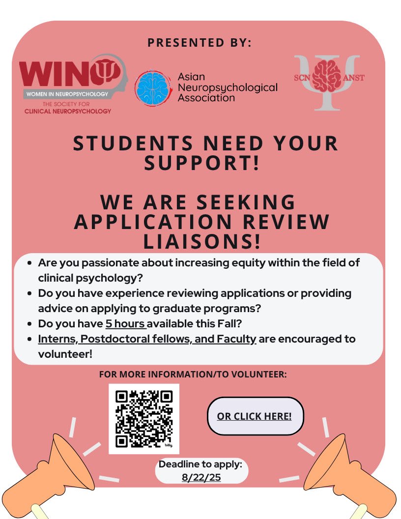 DIV40ANST (@div40anst) on Twitter photo Are you an intern, post-doc, or faculty member w/ a passion for ⬆️equity in neuropsych? SIGN UP NOW to serve as a liaison for <a href="/Div40ANST/">DIV40ANST</a>, <a href="/SCN_WIN/">Women in Neuropsychology (WIN)</a>, & <a href="/AsianNeuropsych/">ANA Neuropsychology</a>’s joint initiative, Linking with Liaisons: Strengthen Your Graduate School Application! forms.gle/dSpxCYURsRZRus… Are you an intern, post-doc, or faculty member w/ a passion for ⬆️equity in neuropsych? SIGN UP NOW to serve as a liaison for <a href="/Div40ANST/">DIV40ANST</a>, <a href="/SCN_WIN/">Women in Neuropsychology (WIN)</a>, & <a href="/AsianNeuropsych/">ANA Neuropsychology</a>’s joint initiative, Linking with Liaisons: Strengthen Your Graduate School Application! forms.gle/dSpxCYURsRZRus…