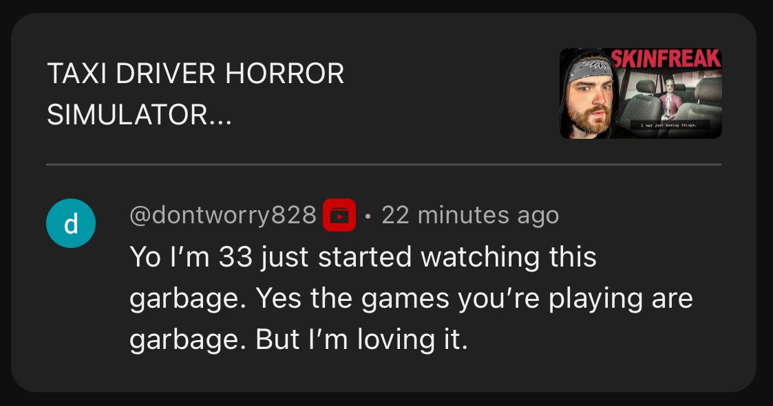 Not sure how to react to this comment, but hell yeah I’m glad he enjoys the videos… 

I think? 💀