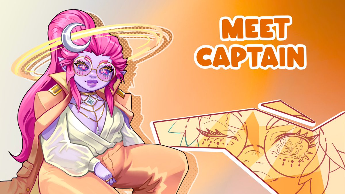 💫Member Into: Captain💫

Pronouns: She/Her

Meet Captain Starburner! She's an alien lounge singer from the edges of the Milky Way Galaxy! She loves to stream anything from indie titles to horror and even some art. This is her 1st year of streaming, so please take care of her!