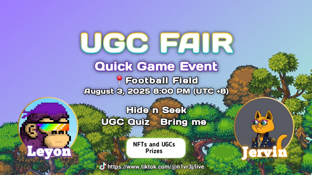 zxcleyon's tweet image. It’s a double celebration!✨
Today marks my 1st year as a Pixels content creator, and I’m hosting the UGC Fair Quick Game Event with the one and only @Nivrej22!🫡

📍 Football Field
🕗 August 3, 8:00 PM (UTC+8)

🔗 tiktok.com/@n1vr3j/live

#PixelsUGCFair #PixelsCreator