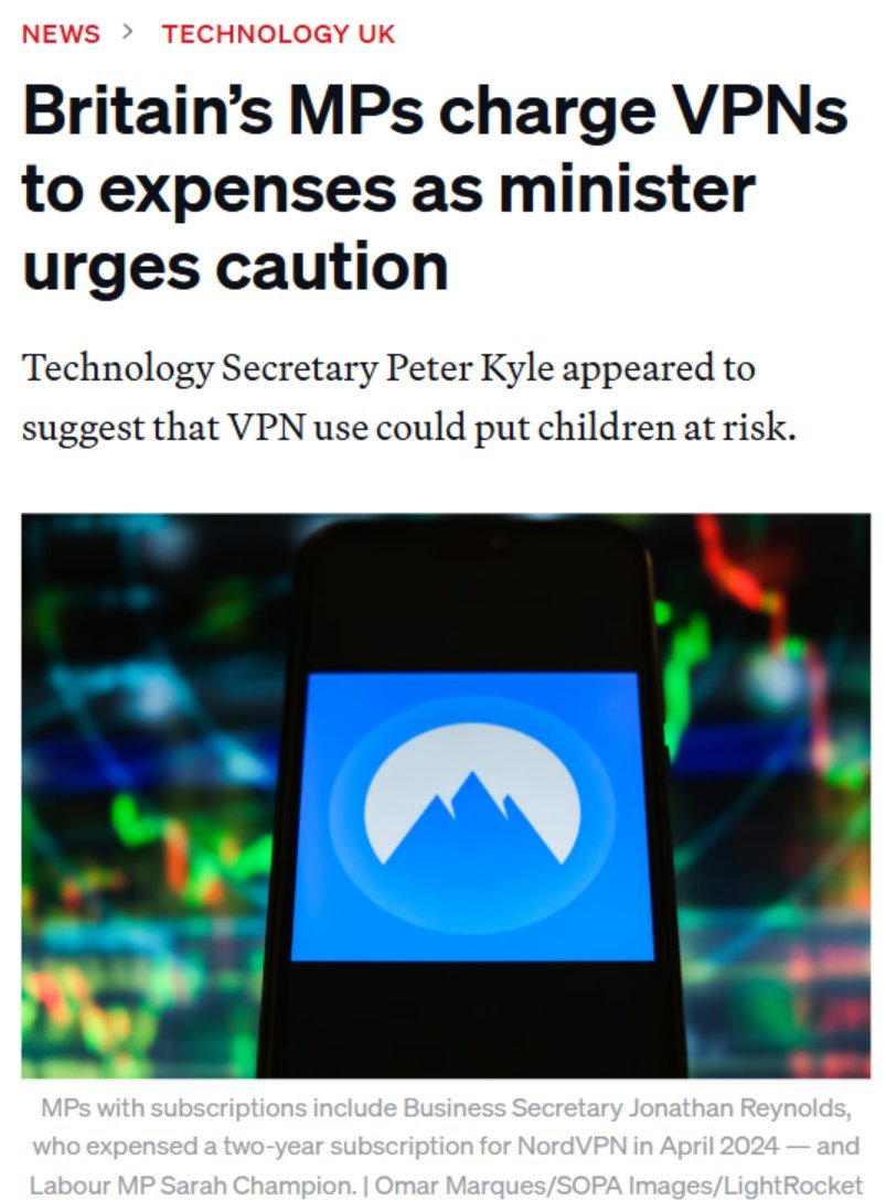 🚨LABOUR MP'S CAUGHT USING VPN'S AND CHARGING THEM AS EXPENSES WITH TAXPAYERS FOOTING BILL

- This comes after Labour said using VPN's are dangerous 
- Now they're trying to circumvent their own law

They're a disgrace