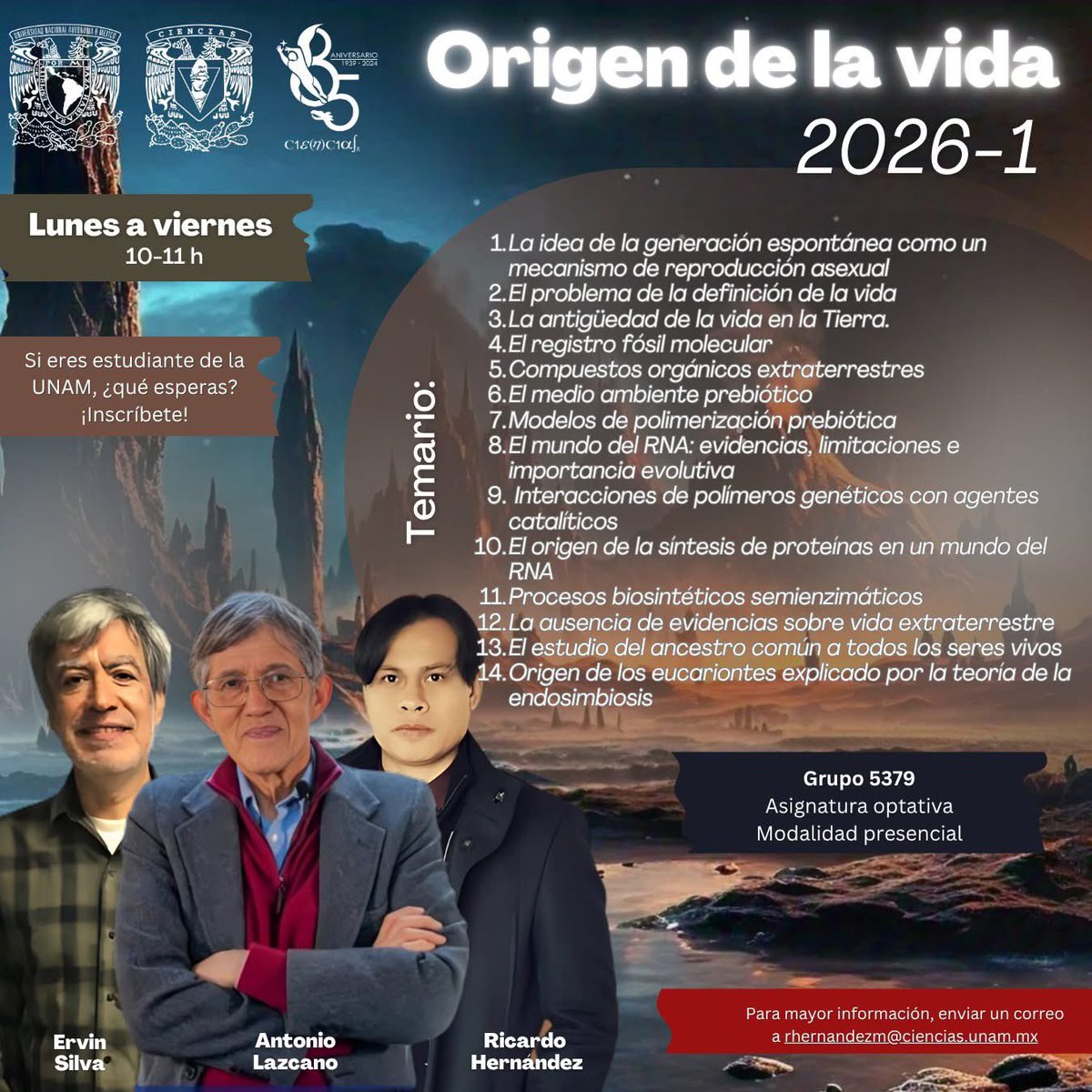 José Campillo (@ja_campillo) on Twitter photo #Docencia #Evolución #OrigenDeLaVida
#AntonioLazcano, miembro del <a href="/ColegioNal_mx/">El Colegio Nacional</a> y Profesor Emérito de la UNAM, fundó la materia optativa de Origen de la vida hace más de 40 años en la <a href="/fciencias/">Facultad de Ciencias UNAM</a>. El doctor imparte actualmente la materia junto a los profesores e investigadores #Docencia #Evolución #OrigenDeLaVida
#AntonioLazcano, miembro del <a href="/ColegioNal_mx/">El Colegio Nacional</a> y Profesor Emérito de la UNAM, fundó la materia optativa de Origen de la vida hace más de 40 años en la <a href="/fciencias/">Facultad de Ciencias UNAM</a>. El doctor imparte actualmente la materia junto a los profesores e investigadores