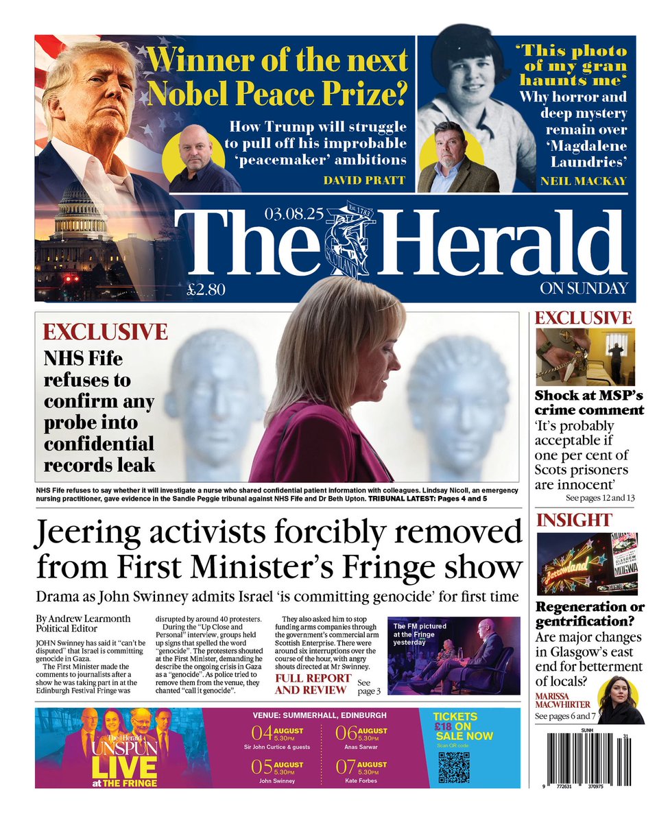 Tomorrow’s Herald on Sunday front page. #tomorrowspaperstoday