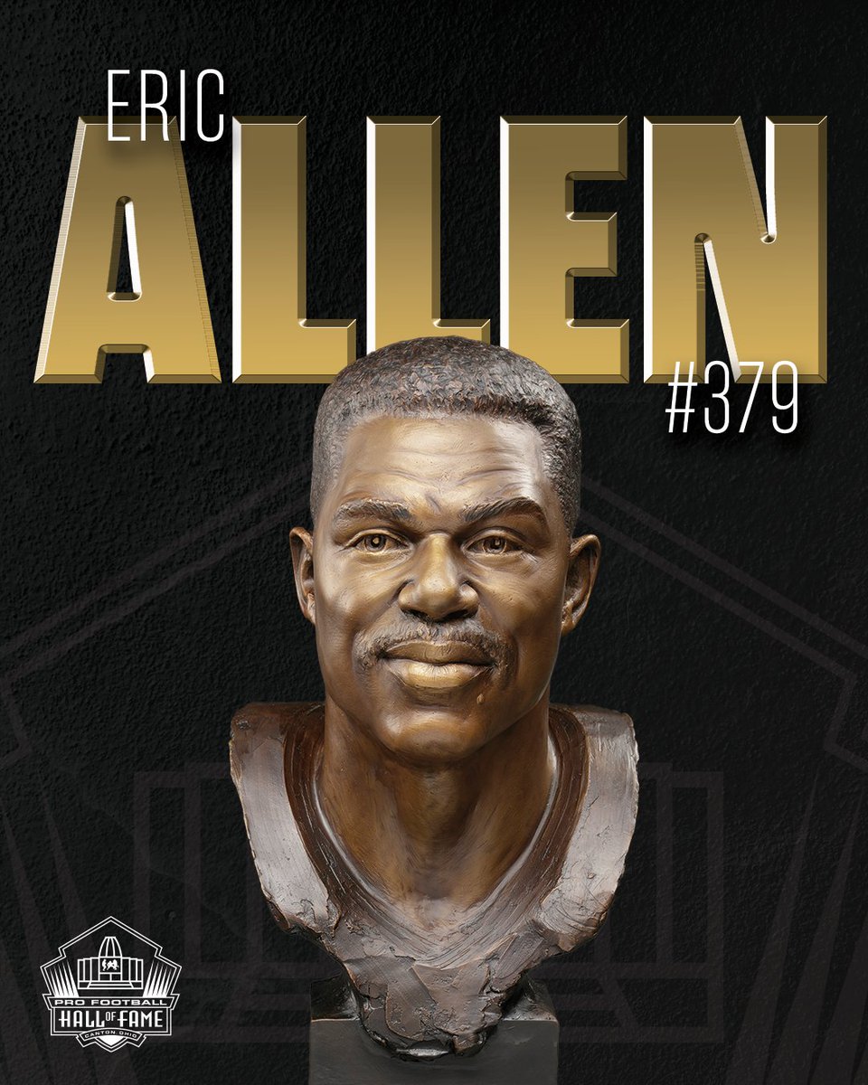 Pro Football Hall of Fame (@profootballhof) on Twitter photo The <a href="/Eagles/">Philadelphia Eagles</a> pick six leader has a forever home in Canton. Introducing the Bronze Bust of Eagles Legend, Eric Allen. #PFHOF25 The <a href="/Eagles/">Philadelphia Eagles</a> pick six leader has a forever home in Canton. Introducing the Bronze Bust of Eagles Legend, Eric Allen. #PFHOF25