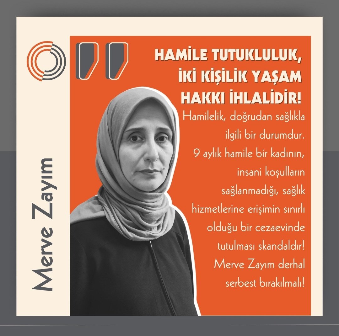 Merve Zayım, 9 aylık hamile bir öğretmen. Hakkında kesinleşmiş bir hüküm yok ama cezaevinde tutuluyor.
Bu ülkede masumiyet karinesi hâlâ geçerliyse, doğmamış bir bebeğe bu zulmü reva göremeyiz
<a href="/adalet_bakanlik/">T.C. Adalet Bakanlığı</a>
<a href="/adalet_bakanlik/">T.C. Adalet Bakanlığı</a>
<a href="/tcbestepe/">T.C. Cumhurbaşkanlığı</a>   

9AylıkHamile VeCezaevinde