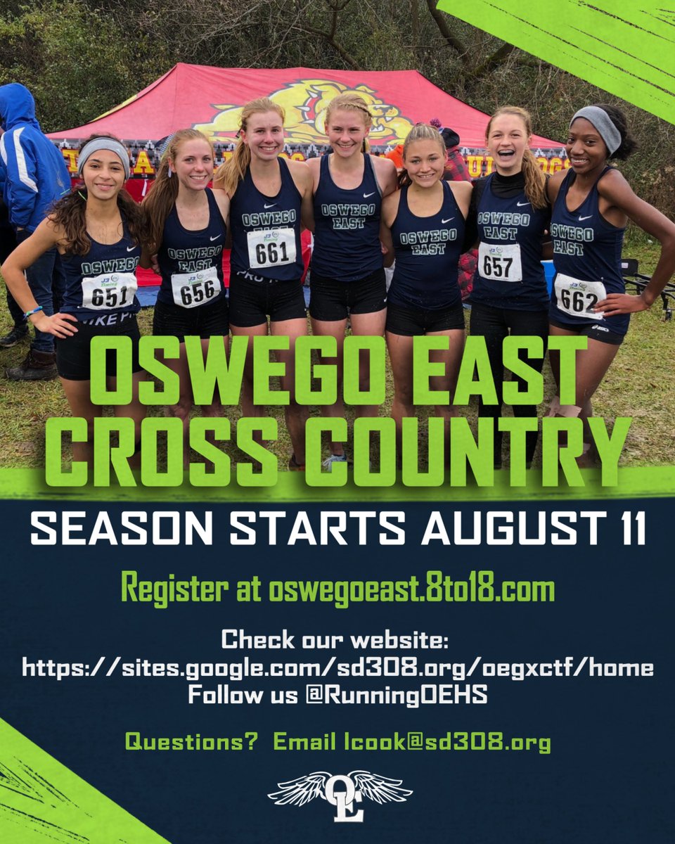 OEXC (@runningoehs) on Twitter photo OEXC 2025 starts on August 11! Can't wait to get the season started!
Check out our website: sites.google.com/sd308.org/oegx………
Get registered for the season: oswegoeast.8to18.com
<a href="/OEHS_GoWolves/">OEHS Athletics</a> <a href="/IderanOE/">Steve Ideran</a> OEXC 2025 starts on August 11! Can't wait to get the season started!
Check out our website: sites.google.com/sd308.org/oegx………
Get registered for the season: oswegoeast.8to18.com
<a href="/OEHS_GoWolves/">OEHS Athletics</a> <a href="/IderanOE/">Steve Ideran</a>
