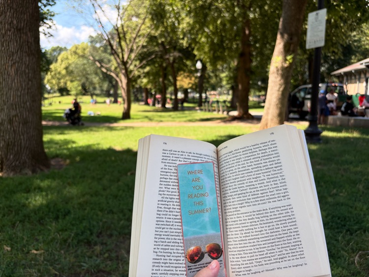 Mrs. Elser is reading on the Boston Commons!  Where are you reading this summer? #ParkPRIDE #BelongGrowSucceed #SummerReading