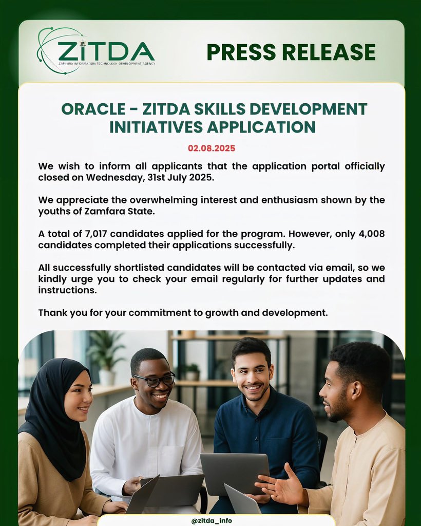 Mahmud Gusau🇳🇬 (@mahmudabdulmal4) on Twitter photo PRESS RELEASE
The <a href="/zitda_info/">Zamfara Information Technology Development Agency</a> under the leadership of a vibrant young DG <a href="/Habibgajam/">Habib Gajam, Ph.D.</a> , May the Almighty Lord grant him good health, strength and wisdom in delivering and engaging the young people of Zamfara State into the digital world.
<a href="/AM_Saleeeem/">My Deen My Swag 💫</a> <a href="/Officialgajam/">Abdulmalik Gajam</a> @Zamfara_stat PRESS RELEASE
The <a href="/zitda_info/">Zamfara Information Technology Development Agency</a> under the leadership of a vibrant young DG <a href="/Habibgajam/">Habib Gajam, Ph.D.</a> , May the Almighty Lord grant him good health, strength and wisdom in delivering and engaging the young people of Zamfara State into the digital world.
<a href="/AM_Saleeeem/">My Deen My Swag 💫</a> <a href="/Officialgajam/">Abdulmalik Gajam</a> @Zamfara_stat