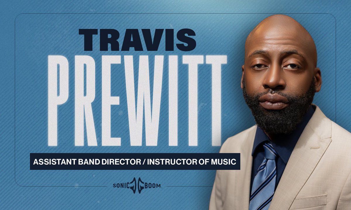 Sonic Boom of the South (@sonicboomots) on Twitter photo The Sonic Boom of the South proudly welcomes Travis Prewitt as Assistant Band Director and Instructor of Music. A 2X <a href="/JacksonStateU/">Jackson State U.</a> alumnus, Prewitt returns 𝓱𝓸𝓶𝓮 as a seasoned educator and a force in the band world! A co-founder of the Mississippi Alumni All-Star Band, The Sonic Boom of the South proudly welcomes Travis Prewitt as Assistant Band Director and Instructor of Music. A 2X <a href="/JacksonStateU/">Jackson State U.</a> alumnus, Prewitt returns 𝓱𝓸𝓶𝓮 as a seasoned educator and a force in the band world! A co-founder of the Mississippi Alumni All-Star Band,