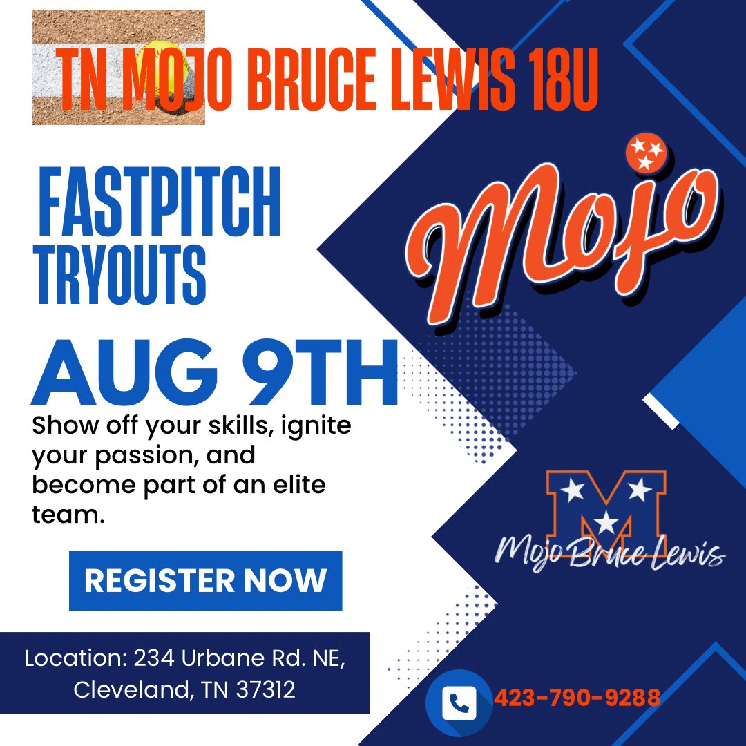 Mojo Bruce Lewis 16/18U (@tnmojo07) on Twitter photo forms.gle/MLHqepQvZRdHDu…
Click here to register!  2026/2027 players forms.gle/MLHqepQvZRdHDu…
Click here to register!  2026/2027 players