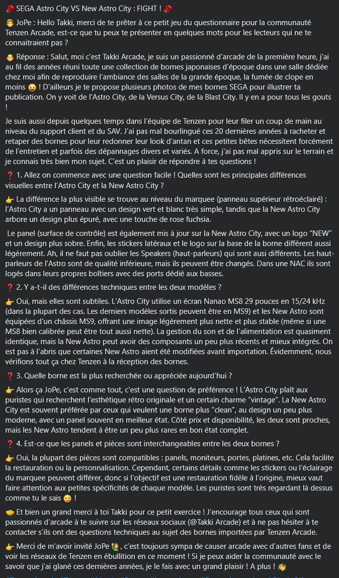 TenzenArcade's tweet photo. 🥊SEGA Astro City VS New Astro City : FIGHT ! 🥊

@TakkiArcade s'est prêté au petit jeu des questions/réponses pour Tenzen Arcade ! Voici la rentranscription de notre conversation.

Si vous avez d'autres questions n'hésitez pas à nous contacter.

#Arcade #CandyCab #AstroCity #NAC https://t.co/ZJQK8DhRUL