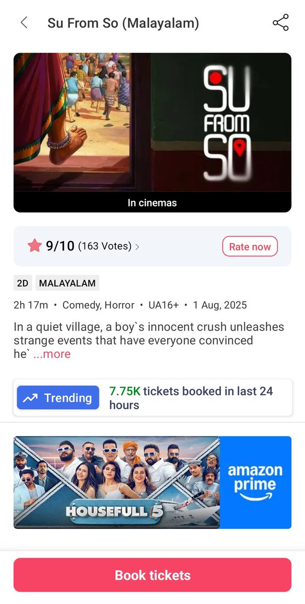 After KFI Box office rampage #SuFromSo malayalam version is trending as well... 😍  A smaller budget movie with new faces achieving this feat is a huge encouraging factor for the entire industry.... Expecting it to break boundaries in other languages as well... 100cr on cards???