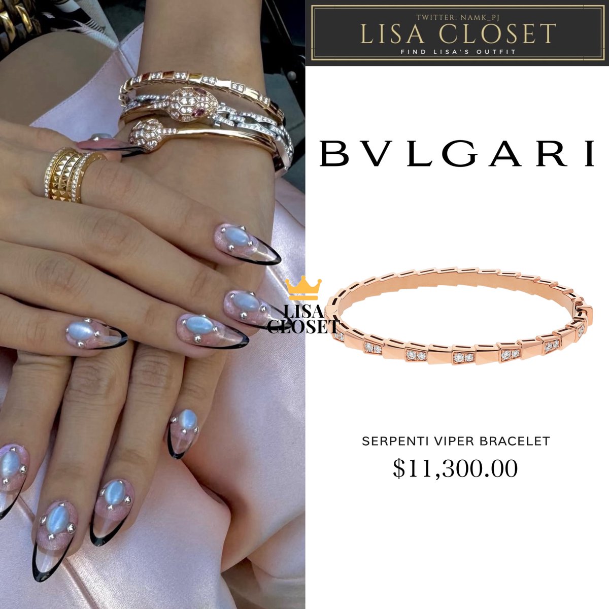 namk_pj's tweet image. [250730 IG: byjuanalvear ] 💎✨
Ring 449,000฿ ($12,800)
Bracelet1 366,500฿ ($11,300)
Bracelet2 1,051,000฿ ($30,200)
Bracelet3 1,104,000฿ ($31,200)
💸 Total 2,970,500฿ ($85,500)
@wearelloud
#LISA_CLOSET
#LISA #LALISA #WeAreLLOUD
#라리사 #리사
