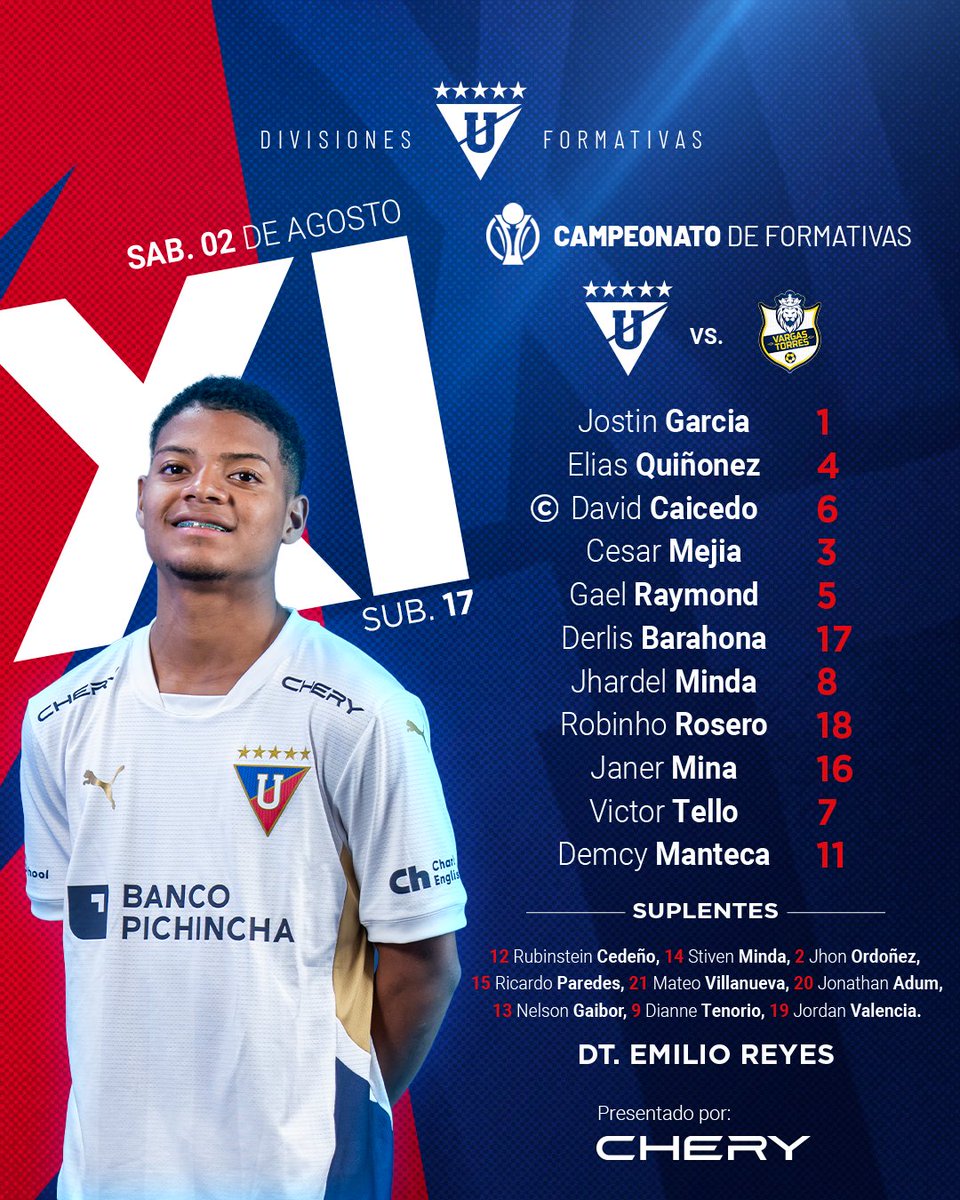 U17 | 📋 El XI inicial para esta tarde

🆚 #LIGAVargasTorres 
#U17
