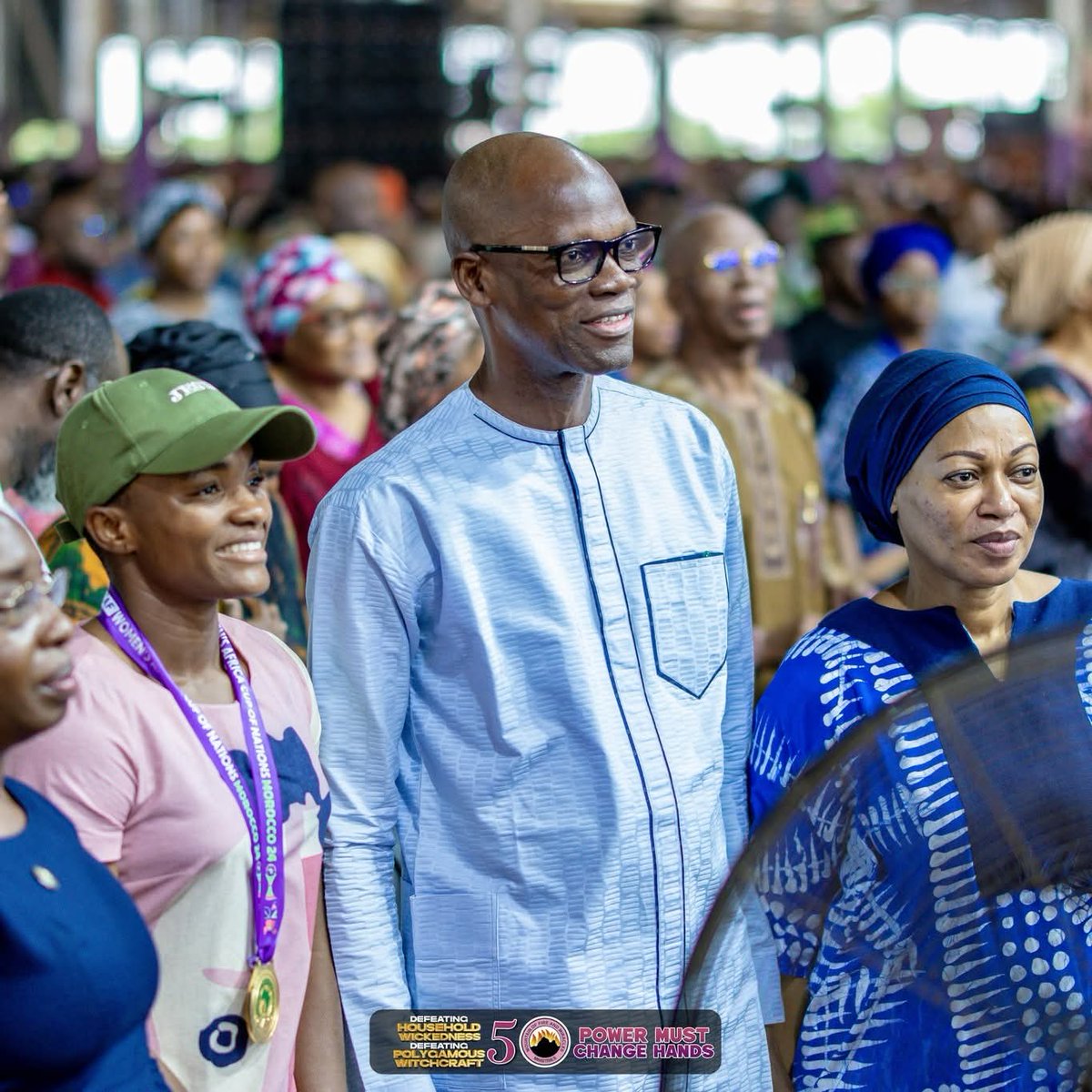 therealchurchg1's tweet image. Super Falcons Star and WAFCON Winner, Rasheedat Ajibade, earlier today presented a Customized Jersey to Dr. D. K. Olukoya as she testifies at MFM Headquarters.

Source: Dr. D. K. Olukoya Page

#ChurchGist