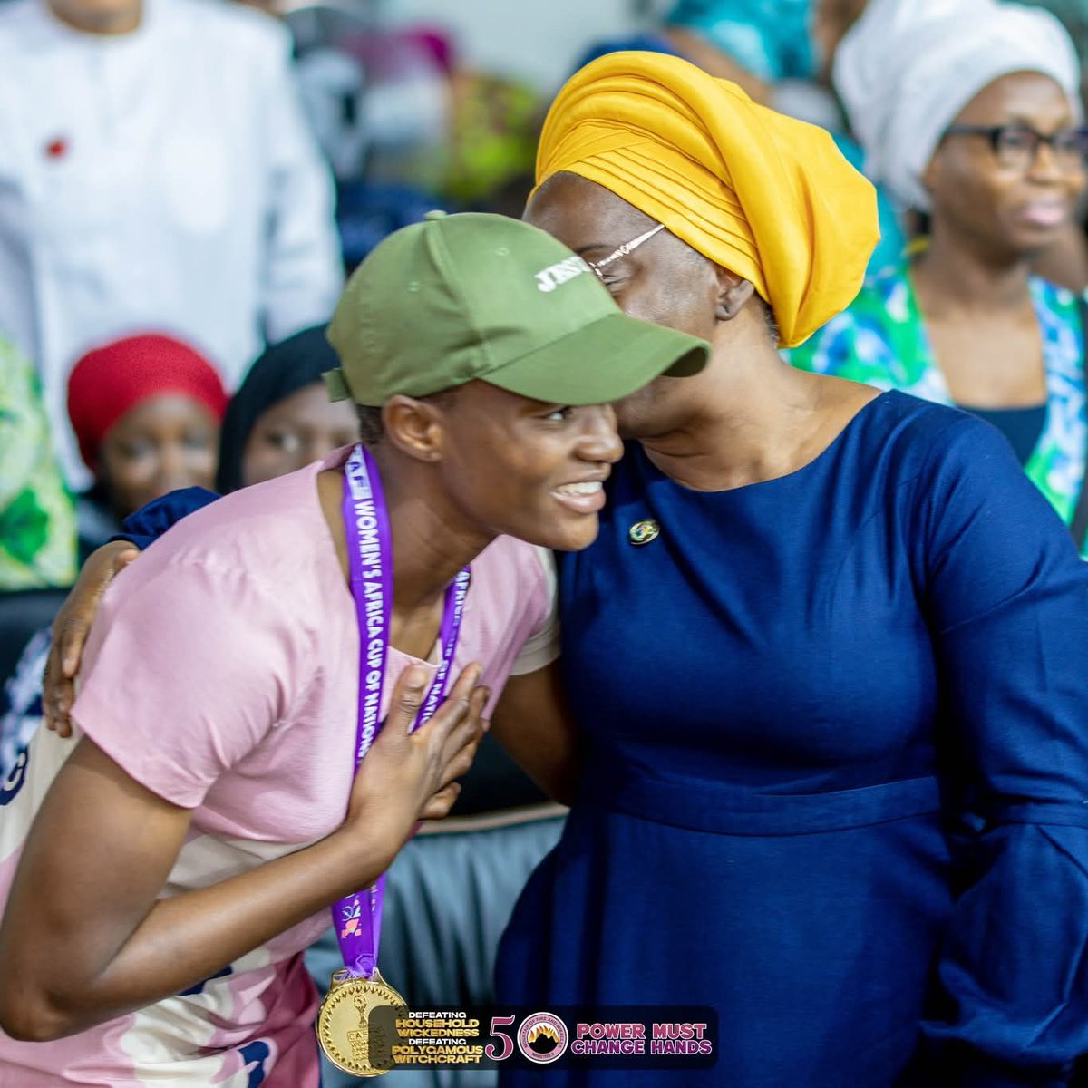 therealchurchg1's tweet image. Super Falcons Star and WAFCON Winner, Rasheedat Ajibade, earlier today presented a Customized Jersey to Dr. D. K. Olukoya as she testifies at MFM Headquarters.

Source: Dr. D. K. Olukoya Page

#ChurchGist