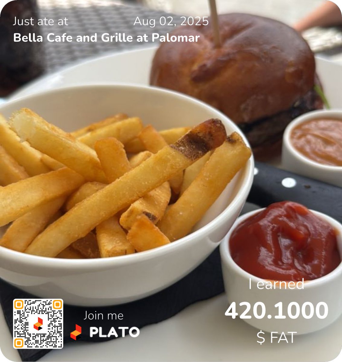 Web_Eastwood's tweet photo. Just earned FAT with @plato2earn! You can too. Use my referral https://t.co/D7GFJLxIBY and earn 100 FAT. Team fries all the way! https://t.co/11aMgwfqkh